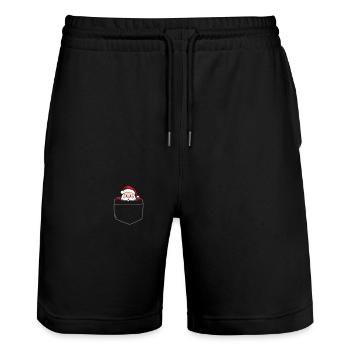 Rentier Pocket Funny Xmas Santa Claus - Stanley/Stella Unisex Bio Joggingshorts Trainer  - Schwarz - Vorne - Nik (191cm) & Marisol (170cm)