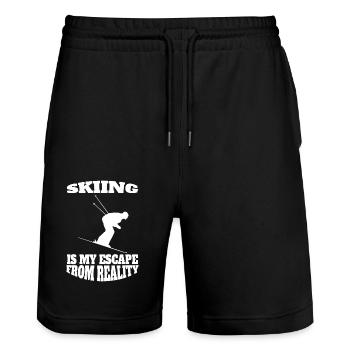 Skier Skiing Skiing Outfit Ski Design - Stanley/Stella Trainer Unisex Organic Jogging Shorts - black - Front - Nik (191cm) & Marisol (170cm)