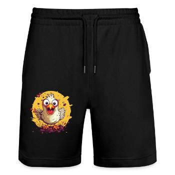 Chicken Chickens Chicken Owner Crazy Chicken - Stanley/Stella Trainer Unisex Organic Jogging Shorts - black - Front - Nik (191cm) & Marisol (170cm)