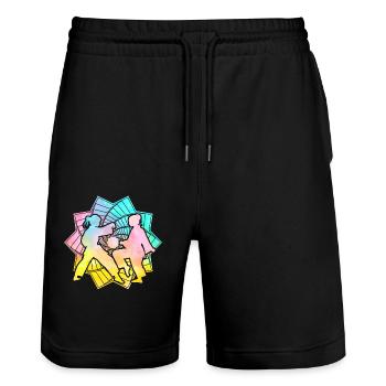 Judo - Short de jogging bio TRAINER Stanley/Stella unisexe - noir - Devant - Nik (191cm) & Marisol (170cm)