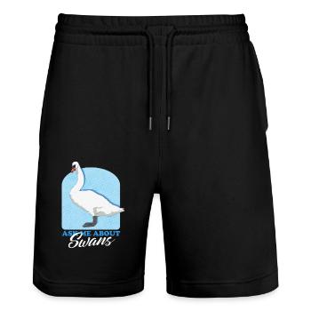 Cygnes cygne cygne amant cadeau - Short de jogging bio TRAINER Stanley/Stella unisexe - noir - Devant - Nik (191cm) & Marisol (170cm)