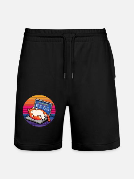 Olen ohjelmoija, lihava nukkuva kissa - Stanley/Stella Trainer unisex luomu-collegeshortsit - musta