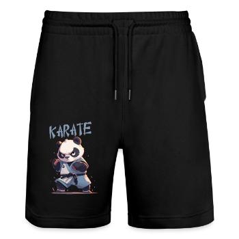 Lustiger japanischer Karate Panda Kawaii Karateka - Stanley/Stella Unisex Bio Joggingshorts Trainer  - Schwarz - Vorne - Nik (191cm) & Marisol (170cm)