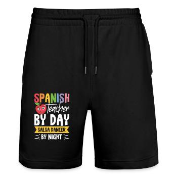 Spanischlehrerin Maestra Bilinguale Lehrerin - Stanley/Stella Unisex Bio Joggingshorts Trainer  - Schwarz - Vorne - Nik (191cm) & Marisol (170cm)