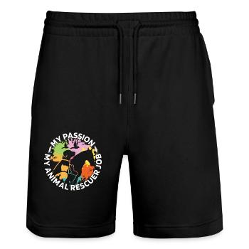 Animal Rescuer My Passion My Animal Shelter Lover - Stanley/Stella Trainer Unisex Organic Jogging Shorts - black - Front - Nik (191cm) & Marisol (170cm)