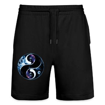 Yin Yang - Stanley/Stella Trainer Unisex Organic Jogging Shorts - black - Front - Nik (191cm) & Marisol (170cm)
