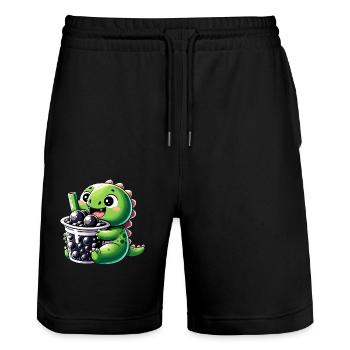 Boba Tee Drache Kawaii - Stanley/Stella Unisex Bio Joggingshorts Trainer  - Schwarz - Vorne - Nik (191cm) & Marisol (170cm)