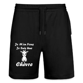 Citation humour petite chèvre - Short de jogging bio TRAINER Stanley/Stella unisexe - noir - Devant - Nik (191cm) & Marisol (170cm)