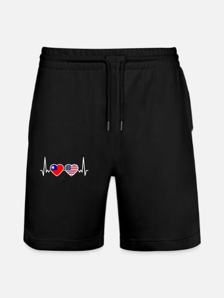 Taiwan USA Herzschlag Flagge Amerikaner Taiwaner - Stanley/Stella Unisex Bio Joggingshorts Trainer  - Schwarz
