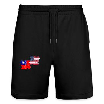 Taïwan USA Drapeau Américain Taïwanais - Short de jogging bio TRAINER Stanley/Stella unisexe - noir - Devant - Nik (191cm) & Marisol (170cm)