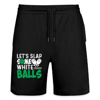 Lasst Uns Ein Paar Weiße Bälle Klatschen - Stanley/Stella Unisex Bio Joggingshorts Trainer  - Schwarz - Vorne - Nik (191cm) & Marisol (170cm)