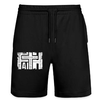 Faith Bibelverse Grunge Christliches Geschenk - Stanley/Stella Unisex Bio Joggingshorts Trainer  - Schwarz - Vorne - Nik (191cm) & Marisol (170cm)