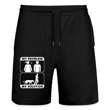 Greyhound Lover Mon Problème Mon Pictogramme Papa Maman - Short de jogging bio TRAINER Stanley/Stella unisexe - noir - Devant - Nik (191cm) & Marisol (170cm)