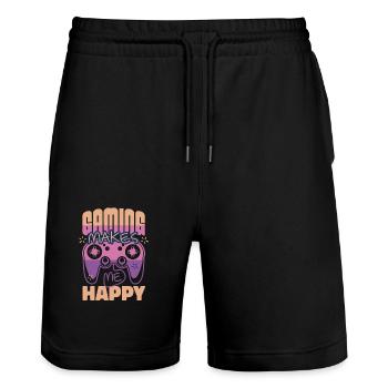 Mantra du joueur joyeux - Short de jogging bio TRAINER Stanley/Stella unisexe - noir - Devant - Nik (191cm) & Marisol (170cm)