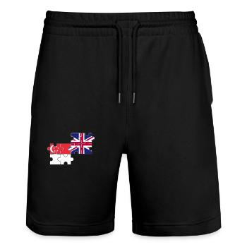 Singapur UK Flagge Britisch Singapurisch - Stanley/Stella Unisex Bio Joggingshorts Trainer  - Schwarz - Vorne - Nik (191cm) & Marisol (170cm)