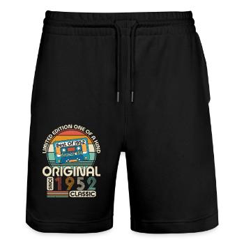 Vintage 72. Geburtstag Retro 1952 - Stanley/Stella Unisex Bio Joggingshorts Trainer  - Schwarz - Vorne - Nik (191cm) & Marisol (170cm)