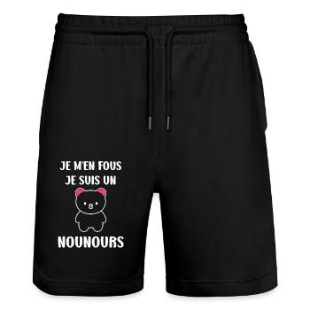 Ours en peluche petit nounours - Short de jogging bio TRAINER Stanley/Stella unisexe - noir - Devant - Nik (191cm) & Marisol (170cm)