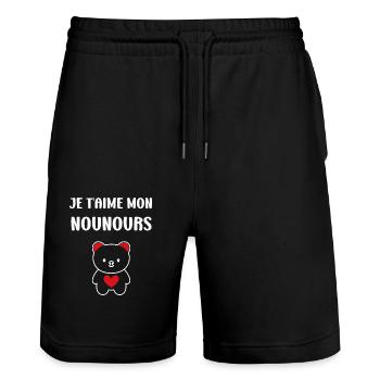 Ours en peluche petit nounours - Short de jogging bio TRAINER Stanley/Stella unisexe - noir - Devant - Nik (191cm) & Marisol (170cm)