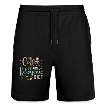 Ketogenic Diet Lover Coffee Ketosis Coffee Lover - Stanley/Stella Unisex Bio Joggingshorts Trainer  - Schwarz - Vorne - Nik (191cm) & Marisol (170cm)