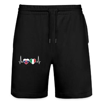 Slowakei Italien Vintage Herzschlag Flagge Slowake - Stanley/Stella Unisex Bio Joggingshorts Trainer  - Schwarz - Vorne - Nik (191cm) & Marisol (170cm)