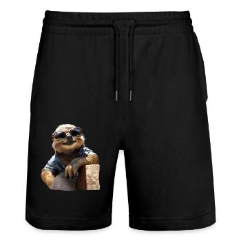 Sloth, Morning Grouch, Loafer, Cute Sloths - Stanley/Stella Trainer Unisex Organic Jogging Shorts - black - Front - Nik (191cm) & Marisol (170cm)