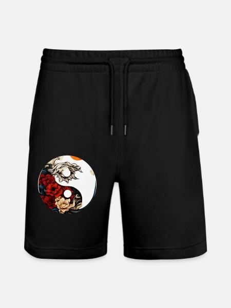 Yin Yang Blume - Stanley/Stella Unisex Bio Joggingshorts Trainer  - Schwarz