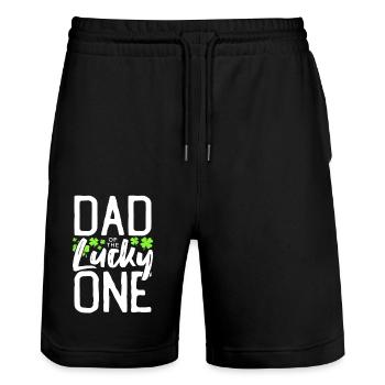 Lucky One First Birthday Dad St Patrick's Day - Stanley/Stella Trainer Unisex Organic Jogging Shorts - black - Front - Nik (191cm) & Marisol (170cm)
