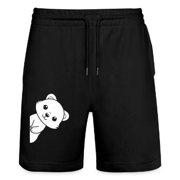 Humor kleines Wiesel - Stanley/Stella Unisex Bio Joggingshorts Trainer  - Schwarz - Vorne - Nik (191cm) & Marisol (170cm)