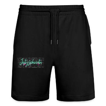 Richtern Abschluss-Geschenk Justizfachwirtin - Stanley/Stella Unisex Bio Joggingshorts Trainer  - Schwarz - Vorne - Nik (191cm) & Marisol (170cm)