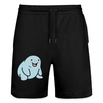 Lustige minimalistische Baby niedliche einfache kleine Lamanti - Stanley/Stella Unisex Bio Joggingshorts Trainer  - Schwarz - Vorne - Nik (191cm) & Marisol (170cm)