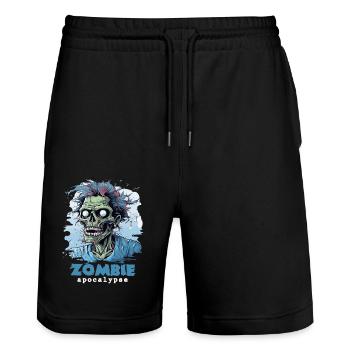 Zombie Apocalypse Zombies Undead Halloween - Stanley/Stella Trainer Unisex Organic Jogging Shorts - black - Front - Nik (191cm) & Marisol (170cm)