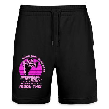 Some Girls want to be princesses I just want to be - Stanley/Stella Trainer Unisex Organic Jogging Shorts - black - Front - Nik (191cm) & Marisol (170cm)