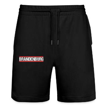 Brandenburger Brandenburgerin Brandenburg - Stanley/Stella Unisex Bio Joggingshorts Trainer  - Schwarz - Vorne - Nik (191cm) & Marisol (170cm)