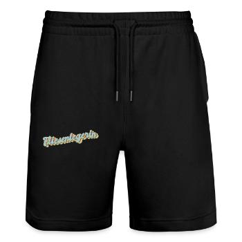 Bodenleger Abschluss-Geschenk Fliesenlegerin - Stanley/Stella Unisex Bio Joggingshorts Trainer  - Schwarz - Vorne - Nik (191cm) & Marisol (170cm)