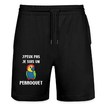 Humour petit perroquet - Short de jogging bio TRAINER Stanley/Stella unisexe - noir - Devant - Nik (191cm) & Marisol (170cm)