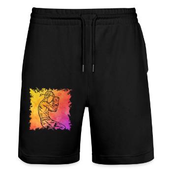 Muay Thai - Stanley/Stella Unisex Bio Joggingshorts Trainer  - Schwarz - Vorne - Nik (191cm) & Marisol (170cm)
