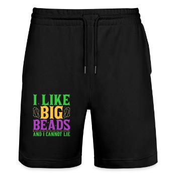 I Like Big Beads And I Cannot Lie Carnival Mardi G - Stanley/Stella Unisex Bio Joggingshorts Trainer  - Schwarz - Vorne - Nik (191cm) & Marisol (170cm)