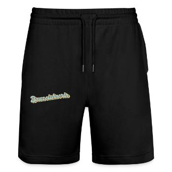 Ingenieur Abschluss-Geschenk Bauzeichnerin - Stanley/Stella Unisex Bio Joggingshorts Trainer  - Schwarz - Vorne - Nik (191cm) & Marisol (170cm)