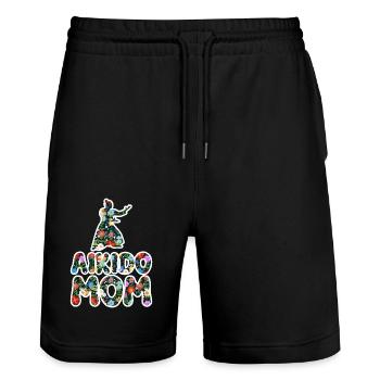 Aikido Mom - Stanley/Stella Trainer Unisex Organic Jogging Shorts - black - Front - Nik (191cm) & Marisol (170cm)