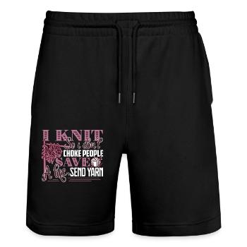 Knitting I Knit So I Don't Choke People - Stanley/Stella Trainer Unisex Organic Jogging Shorts - black - Front - Nik (191cm) & Marisol (170cm)