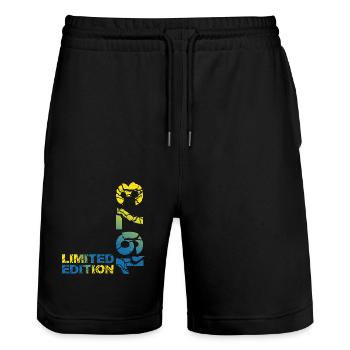 1973 édition limitée anniversaire cadeau femme mari - Short de jogging bio TRAINER Stanley/Stella unisexe - noir - Devant - Nik (191cm) & Marisol (170cm)