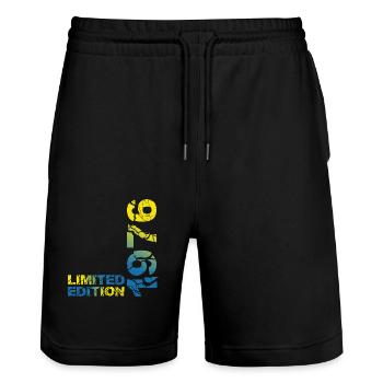 1976 Limited Edition Birthday Gift Wife Husband - Stanley/Stella Trainer Unisex Organic Jogging Shorts - black - Front - Nik (191cm) & Marisol (170cm)
