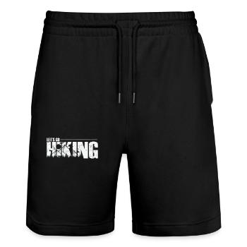 Let's go Hiking Outdoor Hobby Nature - Stanley/Stella Trainer Unisex Organic Jogging Shorts - black - Front - Nik (191cm) & Marisol (170cm)