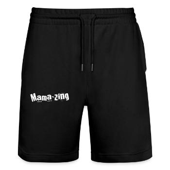 Mama-zing Merveille Maman - Short de jogging bio TRAINER Stanley/Stella unisexe - noir - Devant - Nik (191cm) & Marisol (170cm)