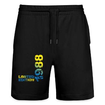 1988 Limited Edition Geburtstag Geschenk Frau Mann - Stanley/Stella Unisex Bio Joggingshorts Trainer  - Schwarz - Vorne - Nik (191cm) & Marisol (170cm)