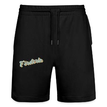 Forstwirt Abschluss-Geschenk Försterin - Stanley/Stella Unisex Bio Joggingshorts Trainer  - Schwarz - Vorne - Nik (191cm) & Marisol (170cm)