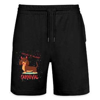 Teckel, Carnaval, Carnaval, Helau, Alaaf, Diable - Short de jogging bio TRAINER Stanley/Stella unisexe - noir - Devant - Nik (191cm) & Marisol (170cm)