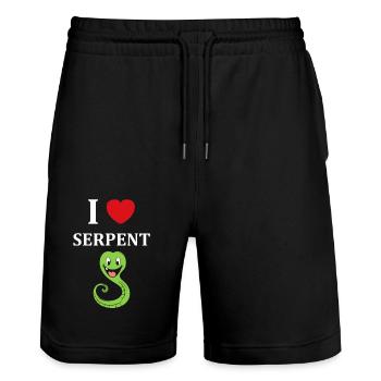 Humour petit serpent - Short de jogging bio TRAINER Stanley/Stella unisexe - noir - Devant - Nik (191cm) & Marisol (170cm)