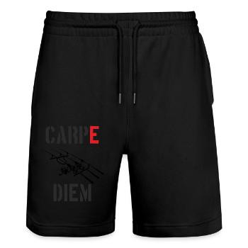 Low Carpe Diem Carphunters Karpfen Karpfenangler - Stanley/Stella Unisex Bio Joggingshorts Trainer  - Schwarz - Vorne - Nik (191cm) & Marisol (170cm)
