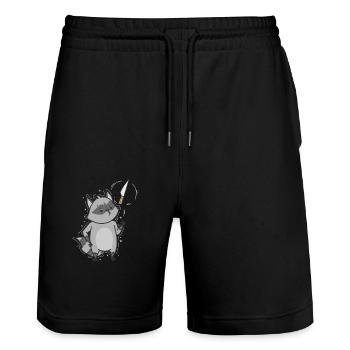 Lavable au couteau omnivore - Short de jogging bio TRAINER Stanley/Stella unisexe - noir - Devant - Nik (191cm) & Marisol (170cm)